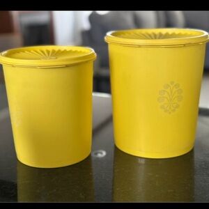 Vintage Tupperware Yellow‎ Daisy Servalier Canisters Yellow Retro Kitchen
